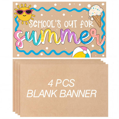 Tatuo 4 Pcs 36" x 60" Large Blank Brown Paper Banners for Teacher Appreciation Poster Crafts Decoration 120gsm Thick Kraft Paper Banner for Summer