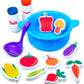 Tub Works® Tub Soup™ Scoop, Strain & Play Toddler Bath Toy | Floating Foam Veggies, Ladle for Scooping & Soup Pot for Straining | Pretend Play Cooking