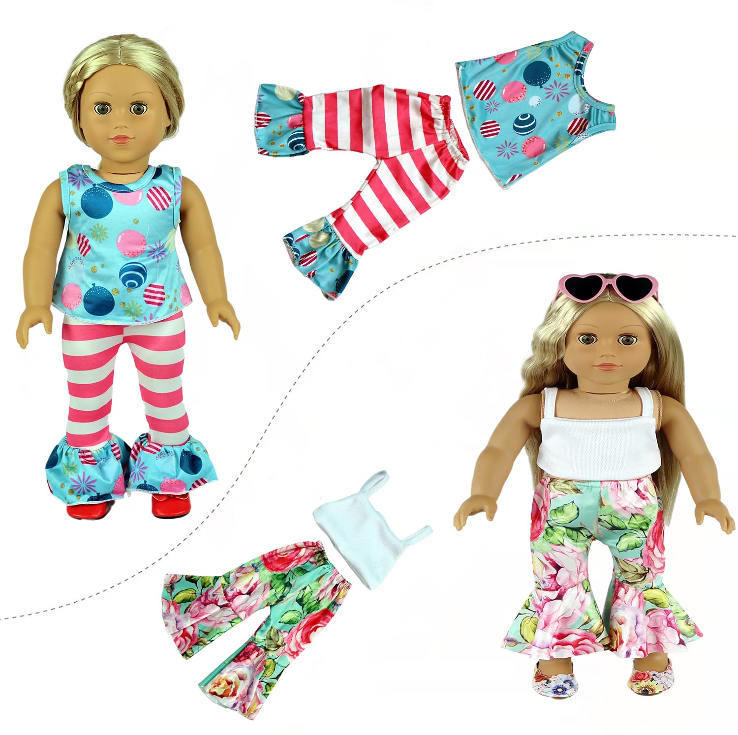 ReeRaa 20 pcs Clothing for Dolls 18 inch Doll Clothes and Accessories for American 18 inch Girl Doll Clothes Gift Including 10 Complete Sets