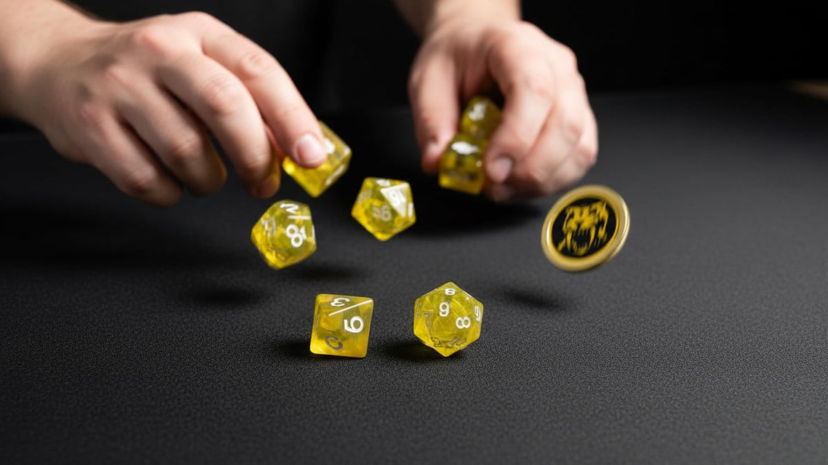 Renegade Game Studios Power Rangers RPG Dice - Yellow 8-Piece Set