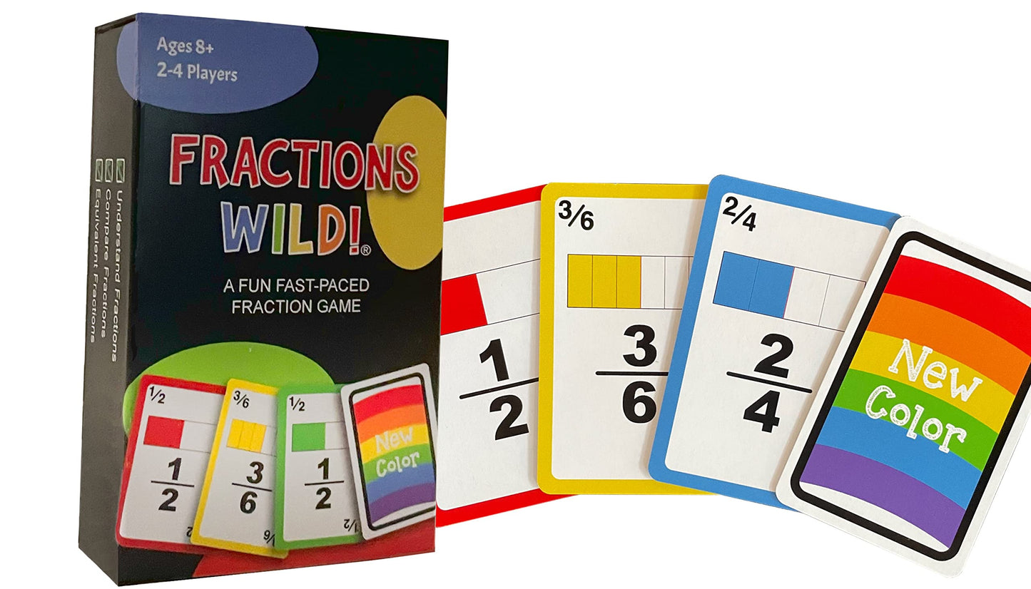 Fractions Wild - Match Fraction Number or Color to be The First to get rid of All Your Cards! Easy to Learn, Fun to pla Math Game for 3rd, 4th, 5th