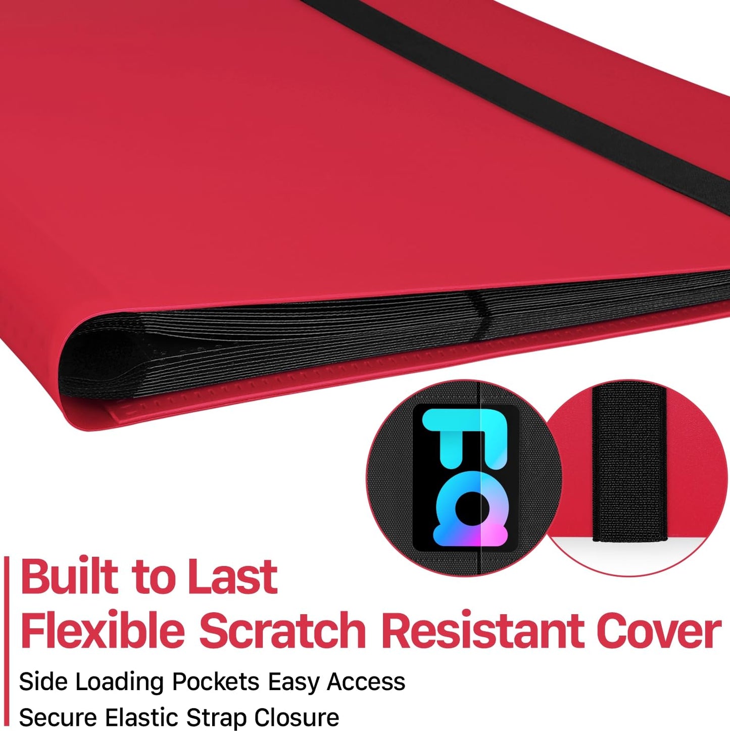 ?2026?Trading Card Binder 9 Pocket, Premium Sports Collection Binder Game Cards Book with Sleeves Side Loading, Anti-open Strap Double Sided
