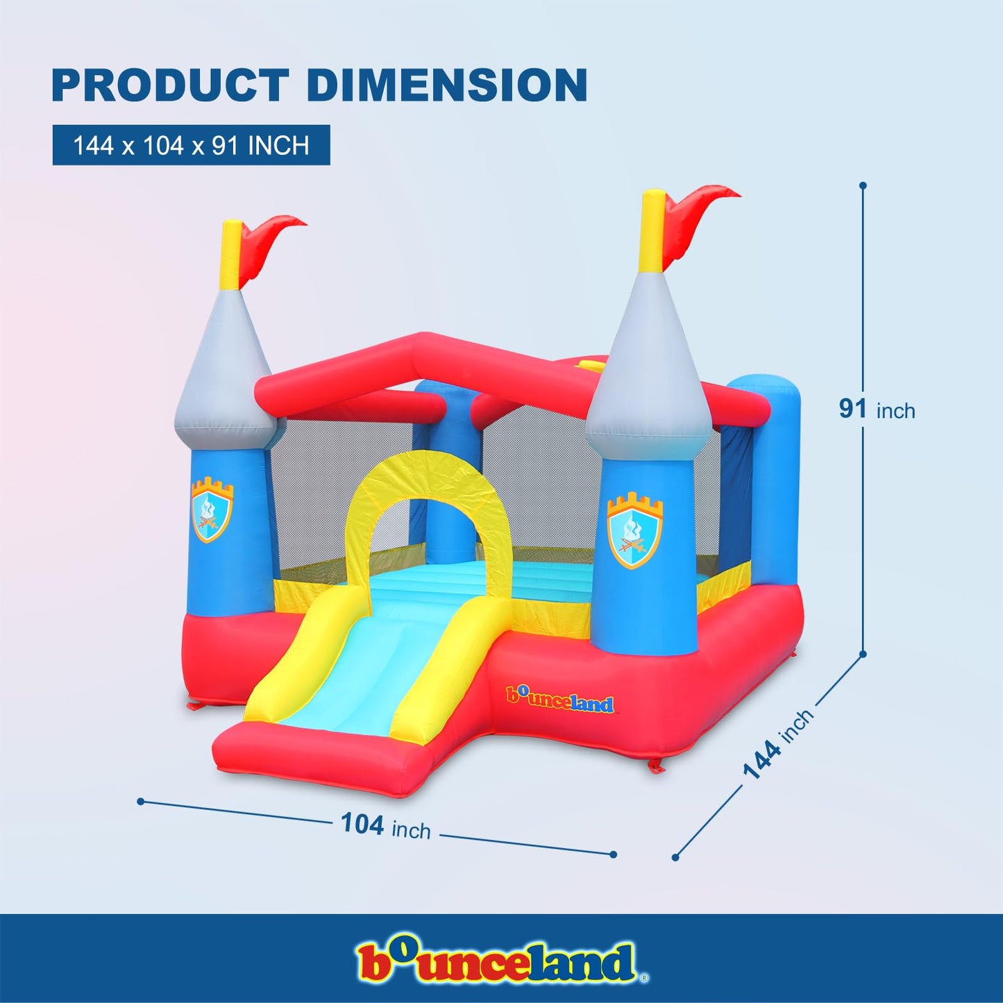 Bounceland Bounce House Castle with Basketball Hoop Inflatable Bouncer, Fun Slide, Safe Entrance Opening, UL Certified Strong Blower Included, 12 ft x