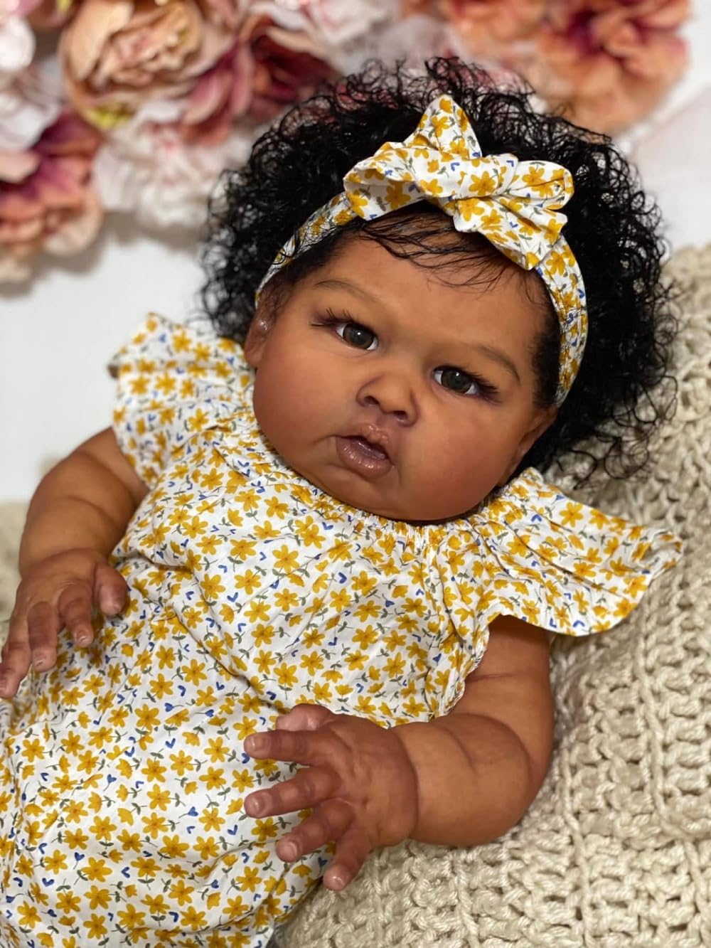scnbom 24inch Reborn Baby Dolls Black Girls Silicone Realistic Toddler Lifelike Babies That Look Real boy Eyes Open