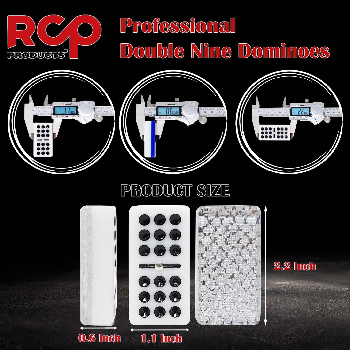 RCP PRODUCTS Dominos Set for Adults - Professional Double 9 Dominoes Set of 55 Tiles for Adults, Metal Spinner, Classic and Travel Board Game