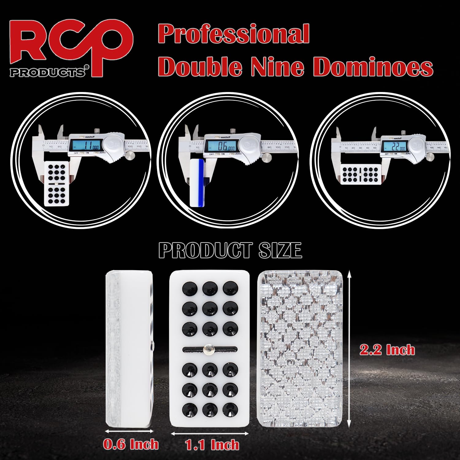 RCP PRODUCTS Dominos Set for Adults - Professional Double 9 Dominoes Set of 55 Tiles for Adults, Metal Spinner, Classic and Travel Board Game