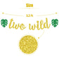 Two Wild Banner, Baby Boys Girls 2nd Birthday Banner, Jungle Wild Safari Zoo Themed Happy 2nd Birthday Party Decorations Supplies