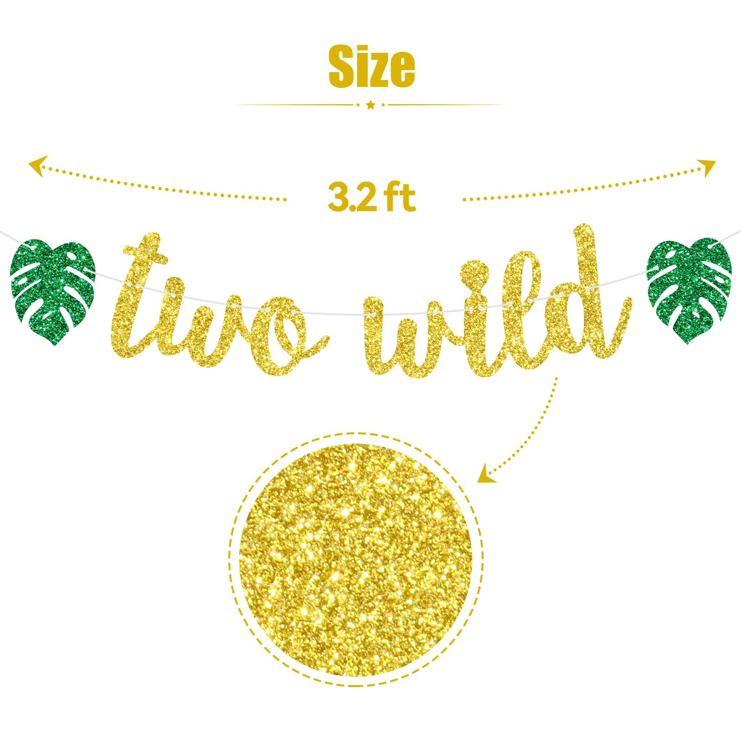 Two Wild Banner, Baby Boys Girls 2nd Birthday Banner, Jungle Wild Safari Zoo Themed Happy 2nd Birthday Party Decorations Supplies