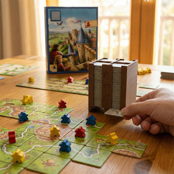 DSSWEN Tile Tower Dispenser Compatible with Carcassonne Board Game - Large Capacity Vertical Tile Organizer and Random Draw Accessory (Unofficial