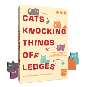 Cats Knocking Things Off Ledges, A Fun Dexterity Stacking Game for Families, Kids, Teens & Adults, Features Cute Cats & Toy Wooden Pieces, Portable