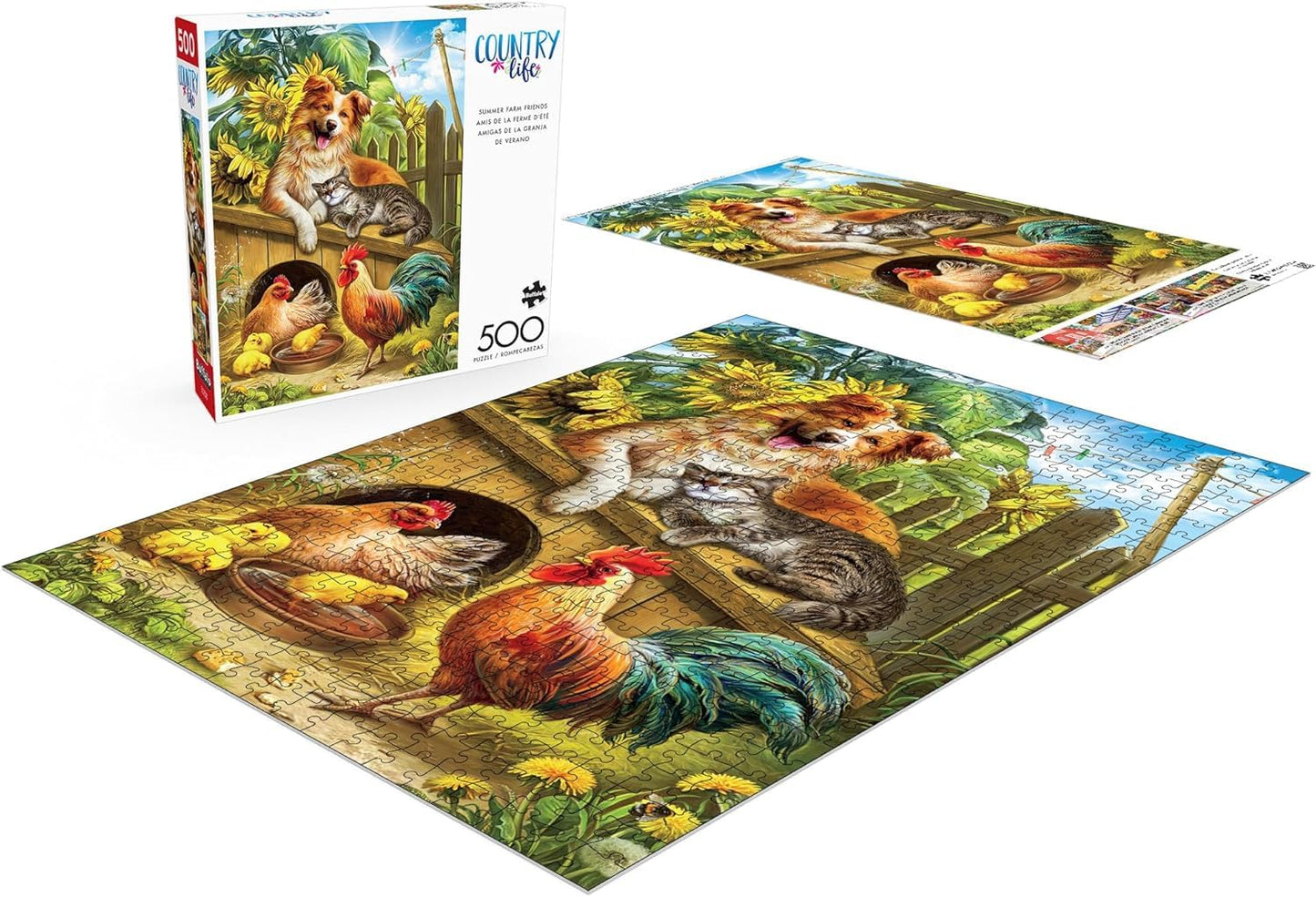 Buffalo Games - Nadia Strelkina - Summer Farm Friends - 500 Piece Jigsaw Puzzle for Adults -Challenging Puzzle Perfect for Game Nights - Finished Size