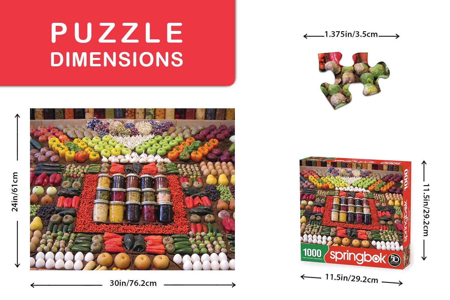 Springbok Puzzles - Farm Fresh - 1000 Piece Jigsaw Puzzle - Large 30 Inches by 24 Inches Puzzle - Made in USA - Unique Cut Interlocking Pieces