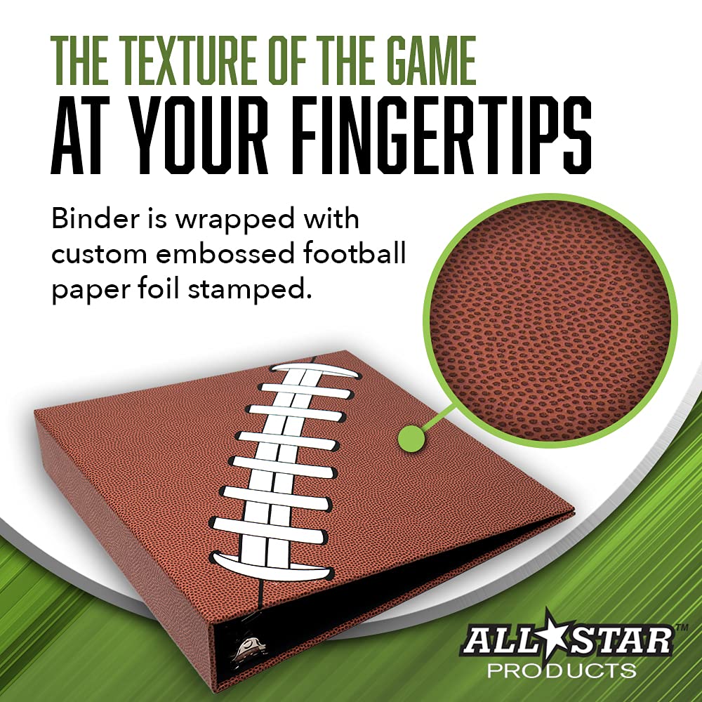 Football Card Binder with Pigskinz Texture by All Star Products | Real Football Look & Feel | Patented 3-Ring Album for Trading Card Protection |