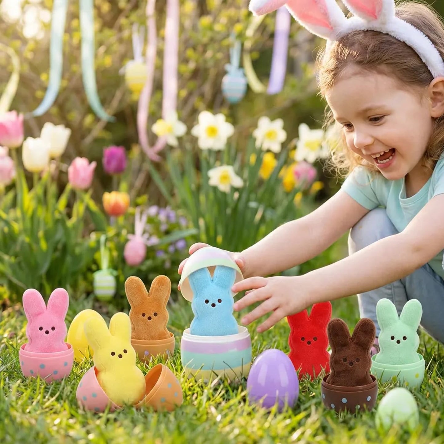 PERUKOYO 12PCS Easter Bunny Stuffed Plush,Easter Basket Stuffers Toys for Kids,Easter Bunny Bulk Stuffies Animals Plushie,Easter Egg Fillers,Easter