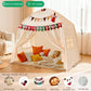 Large Kids Play Tent Indoor with Padded Mat Lights - 59x39x59in Teepee Playhouse with Flags Storage Bag - Cozy Reading Nook Nap Bed Tent - Birthday
