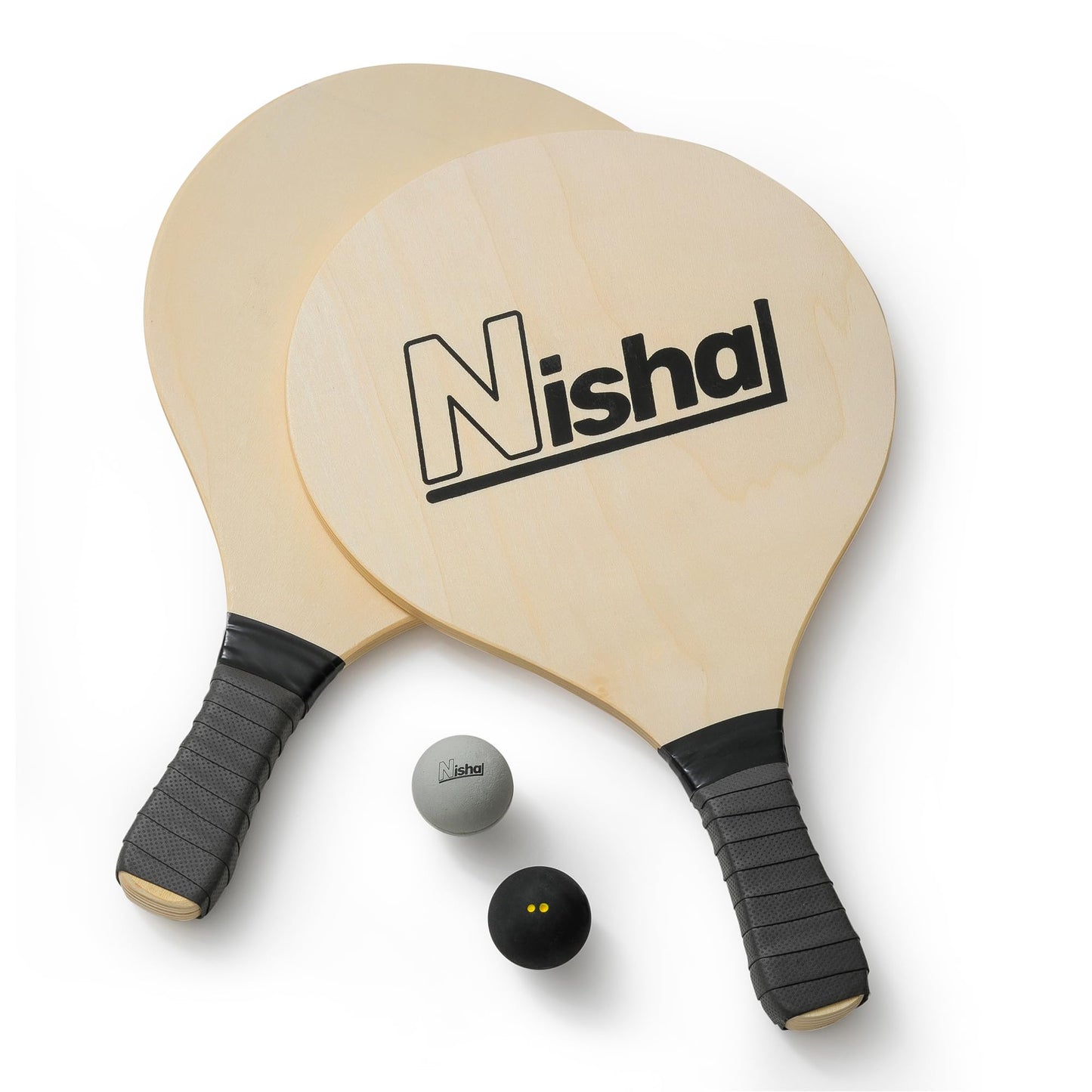 Nisha - Paddle Ball Set, Complete Set with 2 Pro Balls, 2 Rackets and Paddle Grips, Interactive Indoor, Outdoor and Beach Game, Comes in a Durable