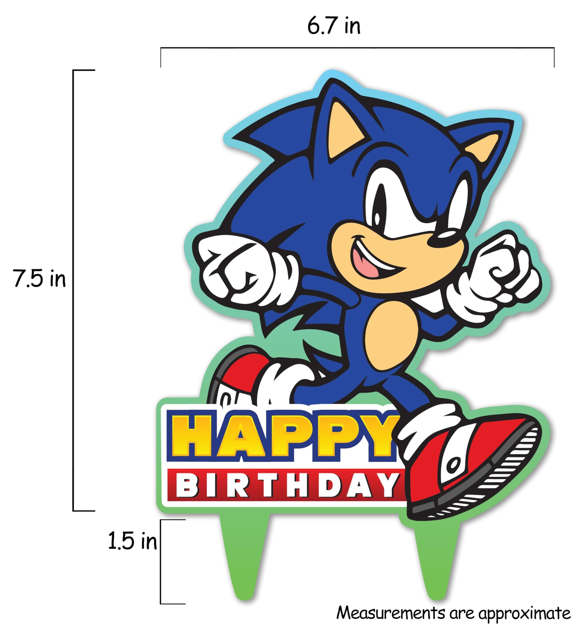 Sonic Gamer Birthday Cake Topper Party Decor