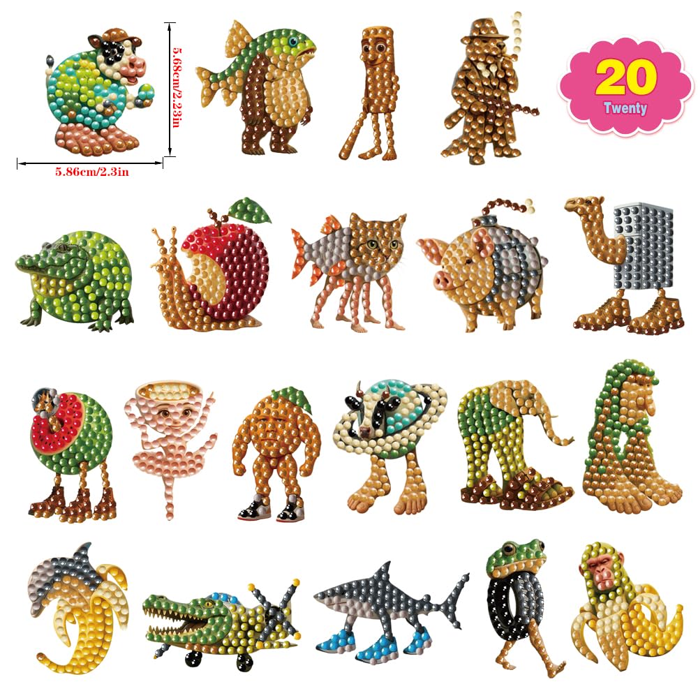 CALLMEAI Gem by Number 20 Pack Individual Italian Brainrot, Tralalero Tralala, Tung Tung Tung Sahur-Themed Shark in the Shoe, Designs. Dd