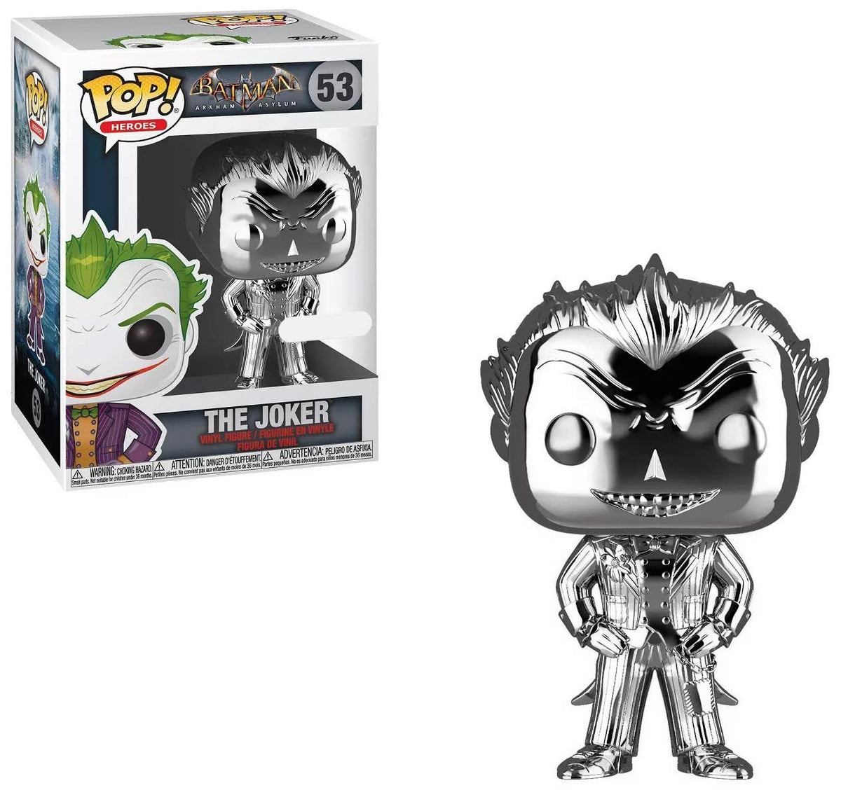 Funko POP! Heroes: DC Comics Batman Arkham Asylum - The Joker (Silver Chrome) (NYCC Debut)