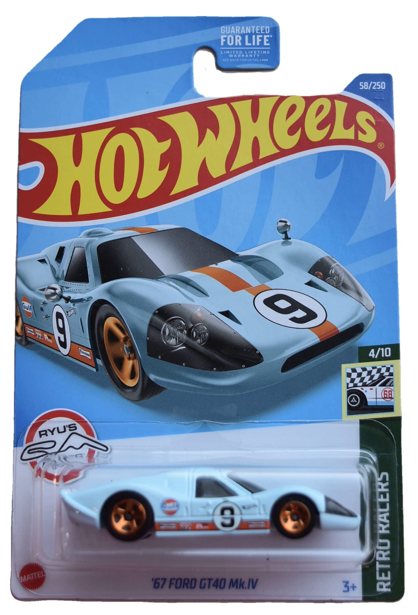 Hot Wheels '67 Ford GT40 Mk.IV, Retro Racers 4/10 [Blue] 58/250