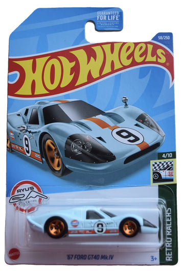 Hot Wheels '67 Ford GT40 Mk.IV, Retro Racers 4/10 [Blue] 58/250