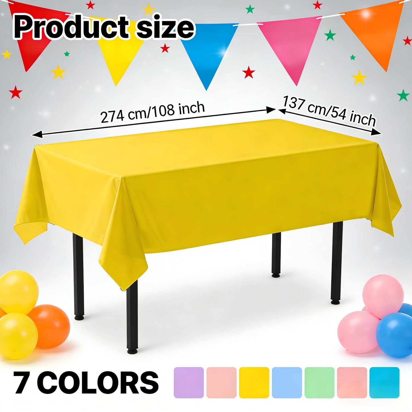 TUZIANAN 14 Pack Pastel Tablecloth,Plastic Table Cloths 54x108 Inch Rainbow Tablecloth Disposable Rectangle Table Cover for Birthday Baby Shower