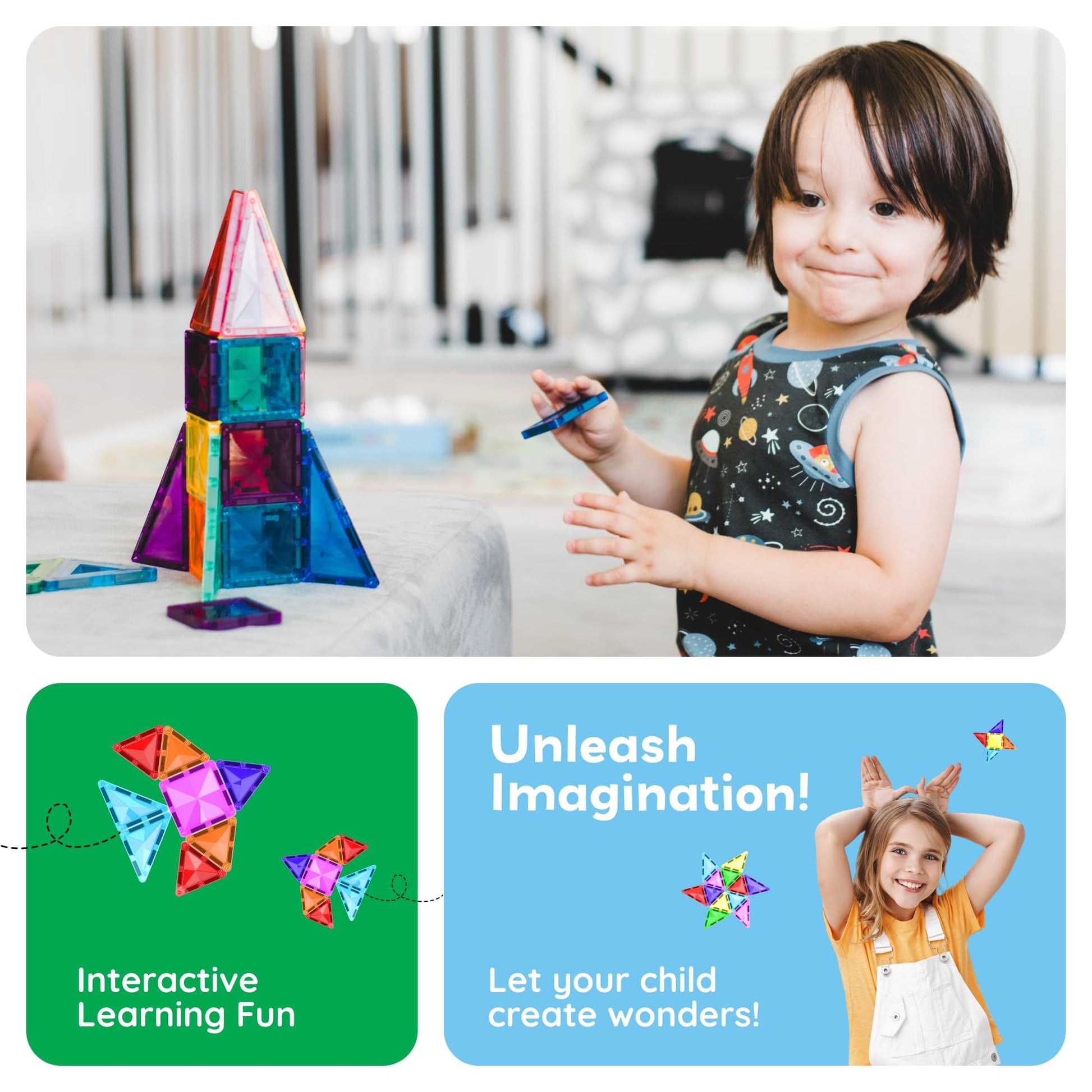 PicassoTiles 60 pcs Mini Magnetic Tiles Magnet Toys Travel-Friendly On-The-Go Building Blocks for Kids Compact Lightweight Creative playset Preschool