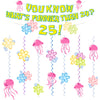 WHAT'S FUNNIER THAN 24? 25! Birthday Banner Carton Banner Jelly Fish Hanging Swirls Garlands Sea Animals Hanging Banner for Birthday Party Decorations