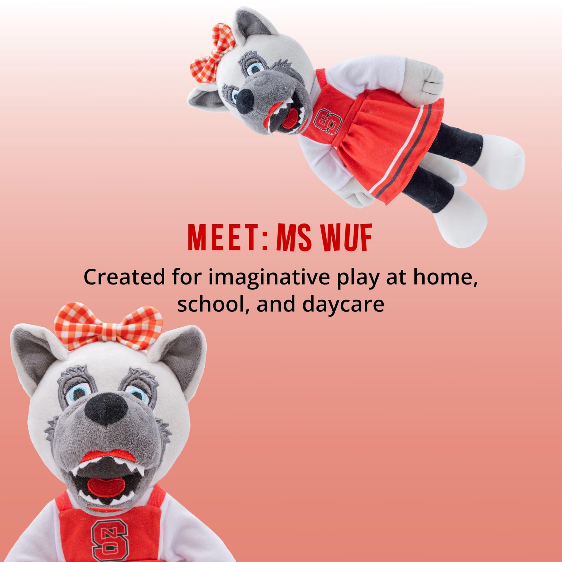 Plushible 14" North Carolina State University Ms. Wuf Mascot Plush Figure Toy - College Football Plush Doll, Soft Stuffed Toy for Kids & Adults