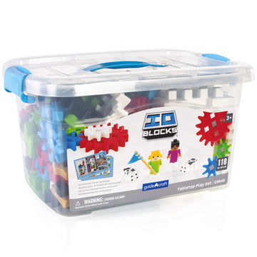 Guidecraft IO Blocks Tabletop System - 118 Pieces, Gears, Axles, IO People & Cows, Kids Interlocking Learning Toys