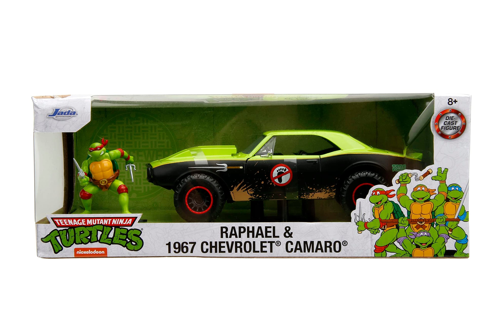 Teenage Mutant Ninja Turtles 1:24 1967 Chevy Camaro Die-cast Car & 2.75" Raphael Figure, Toys for Kids and Adults