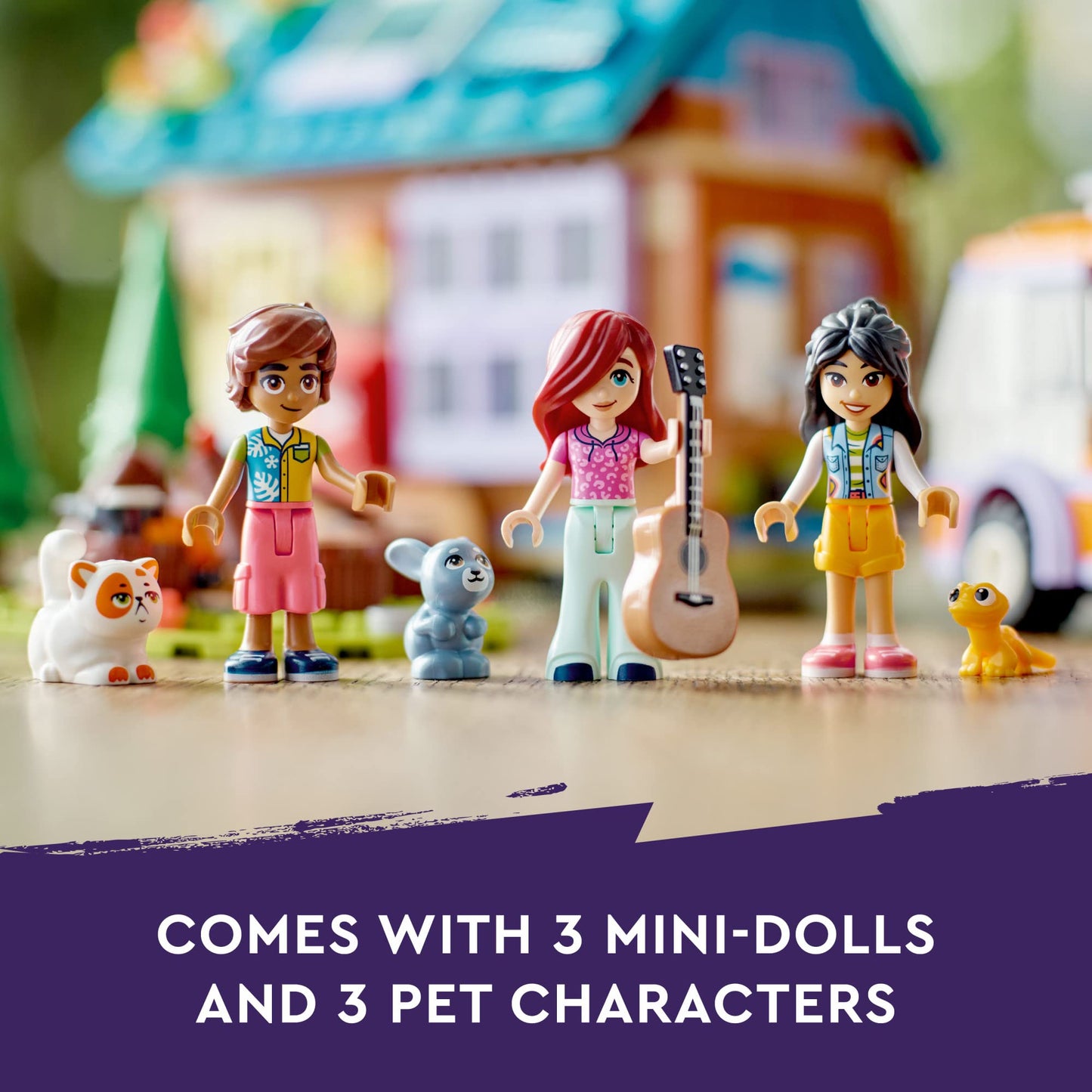 LEGO Friends Mobile Tiny House 41735, Forest Camping Dollhouse Pretend Play Set with Toy Car to Enjoy The Great Outdoors, Includes Leo & Liann