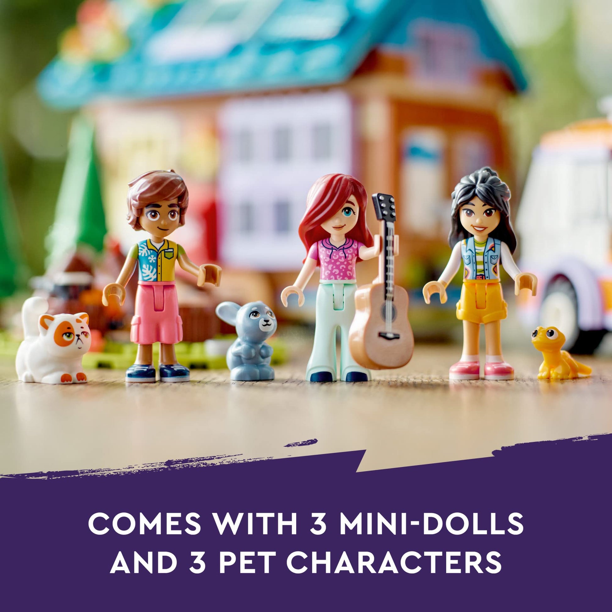 LEGO Friends Mobile Tiny House 41735, Forest Camping Dollhouse Pretend Play Set with Toy Car to Enjoy The Great Outdoors, Includes Leo & Liann