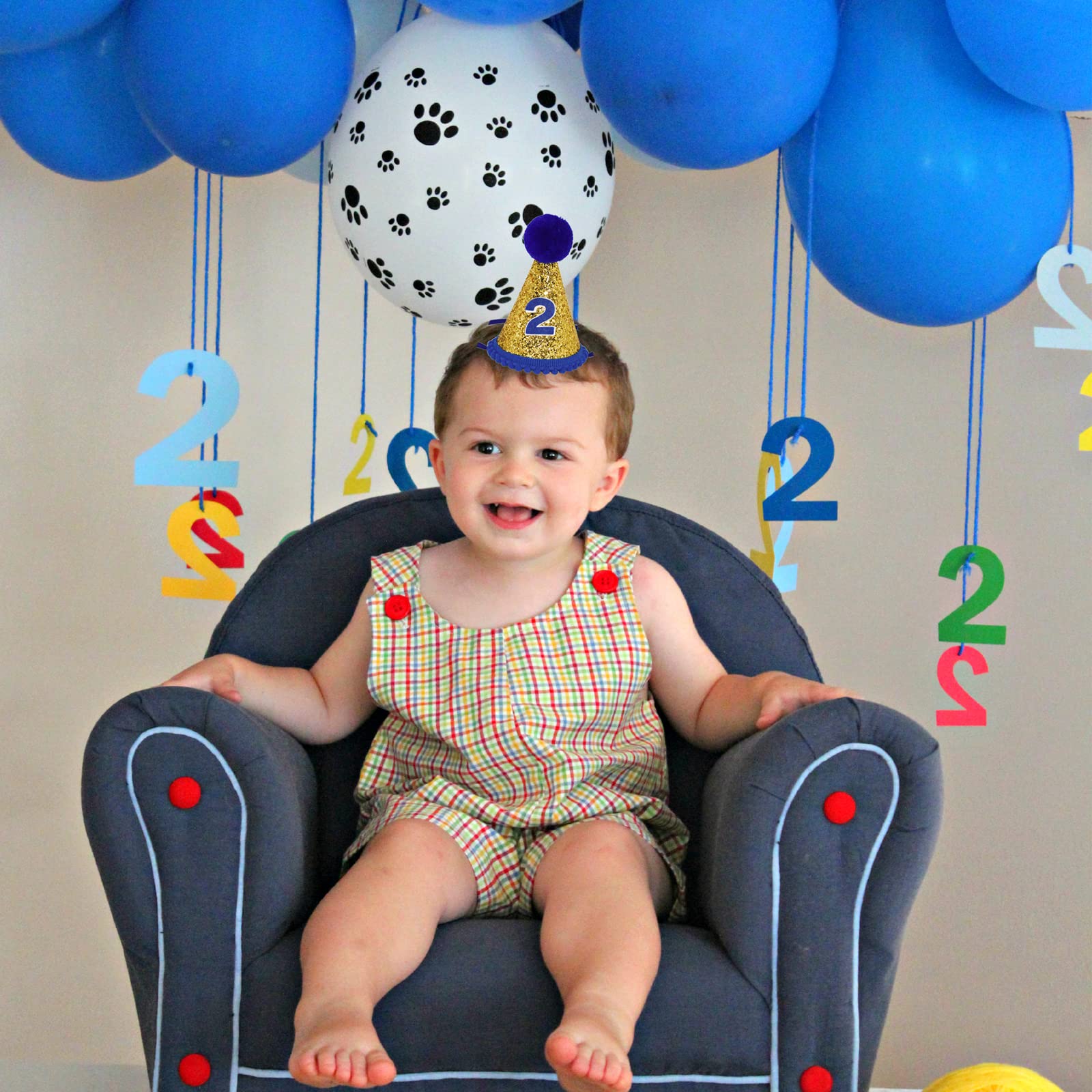Maticr Baby Boy 1st Birthday Cone Hat Headband Cake Smash First Birthday Party Supplies (Gold Black 1)