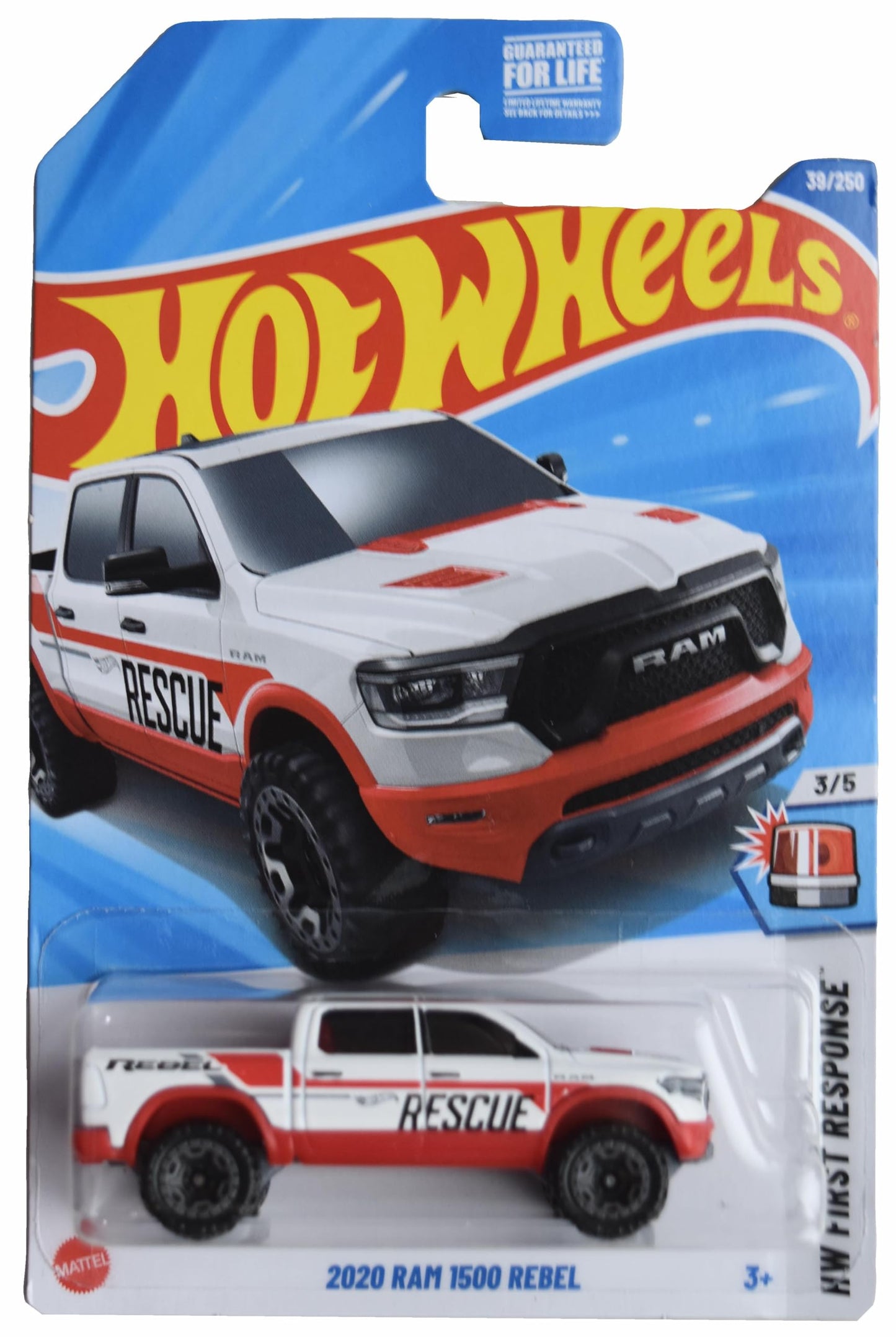 Hot Wheels 2020 Ram 1500 Rebel, HW First Response 3/5 [White/red] 39/250