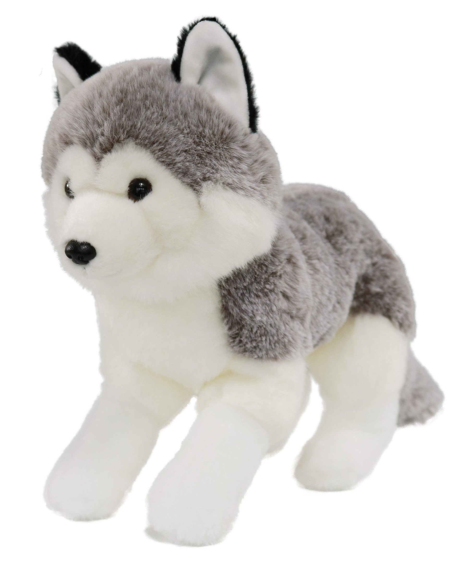 Ice King Bear Lifelike Siberian Husky Stuffed Animal - Plush Toy - 13 Inches Length (Lying)