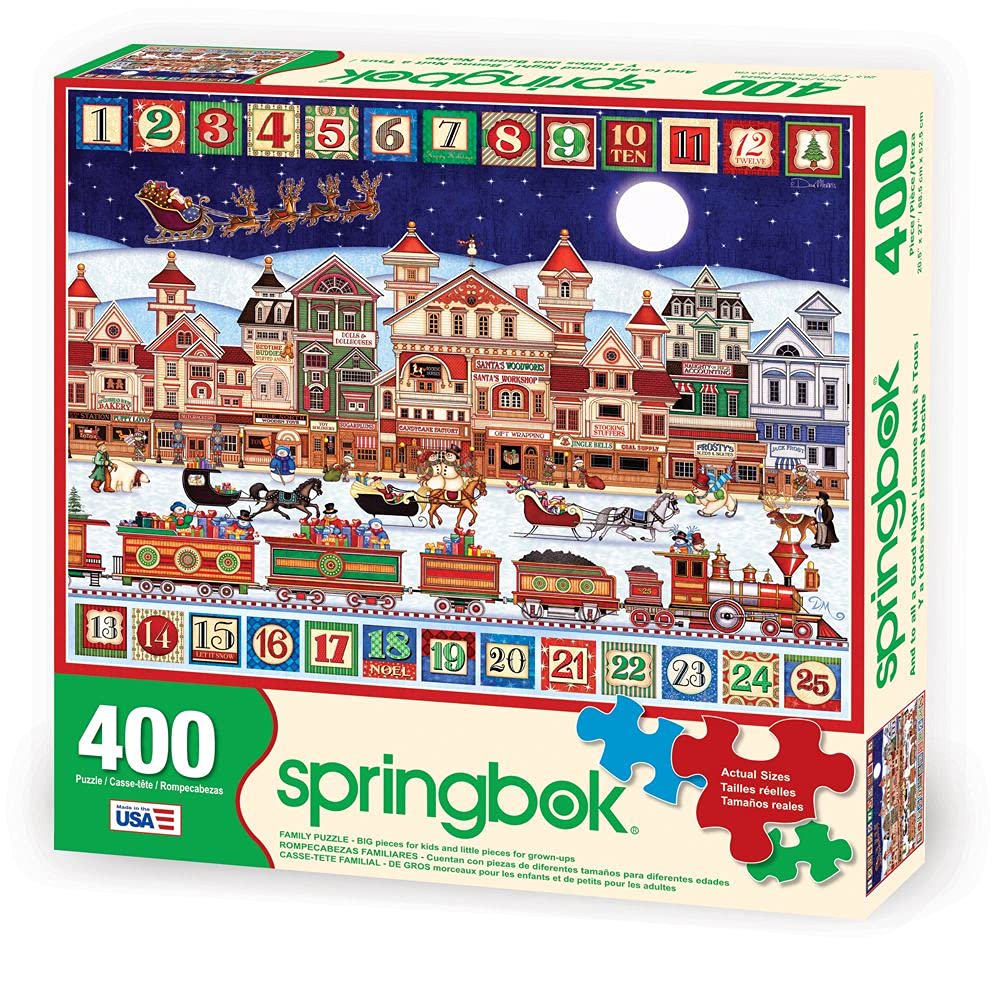 Springbok and to All A Good Night 400 Piece Jigsaw Puzzle for Adults and Family - Unique Cut Pieces - Made in USA