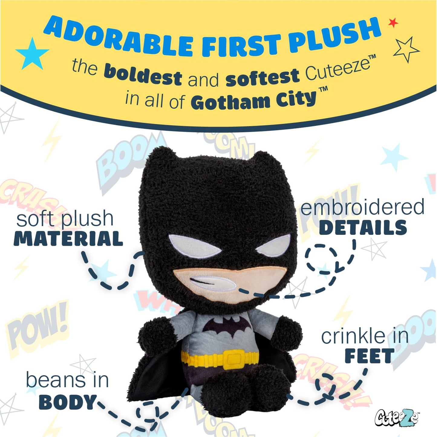 Kids Preferred WB DC Batman Extra Soft Plush Stuffed Superhero Toy for Baby and Toddler Boys and Girls - 12 Inch Plush