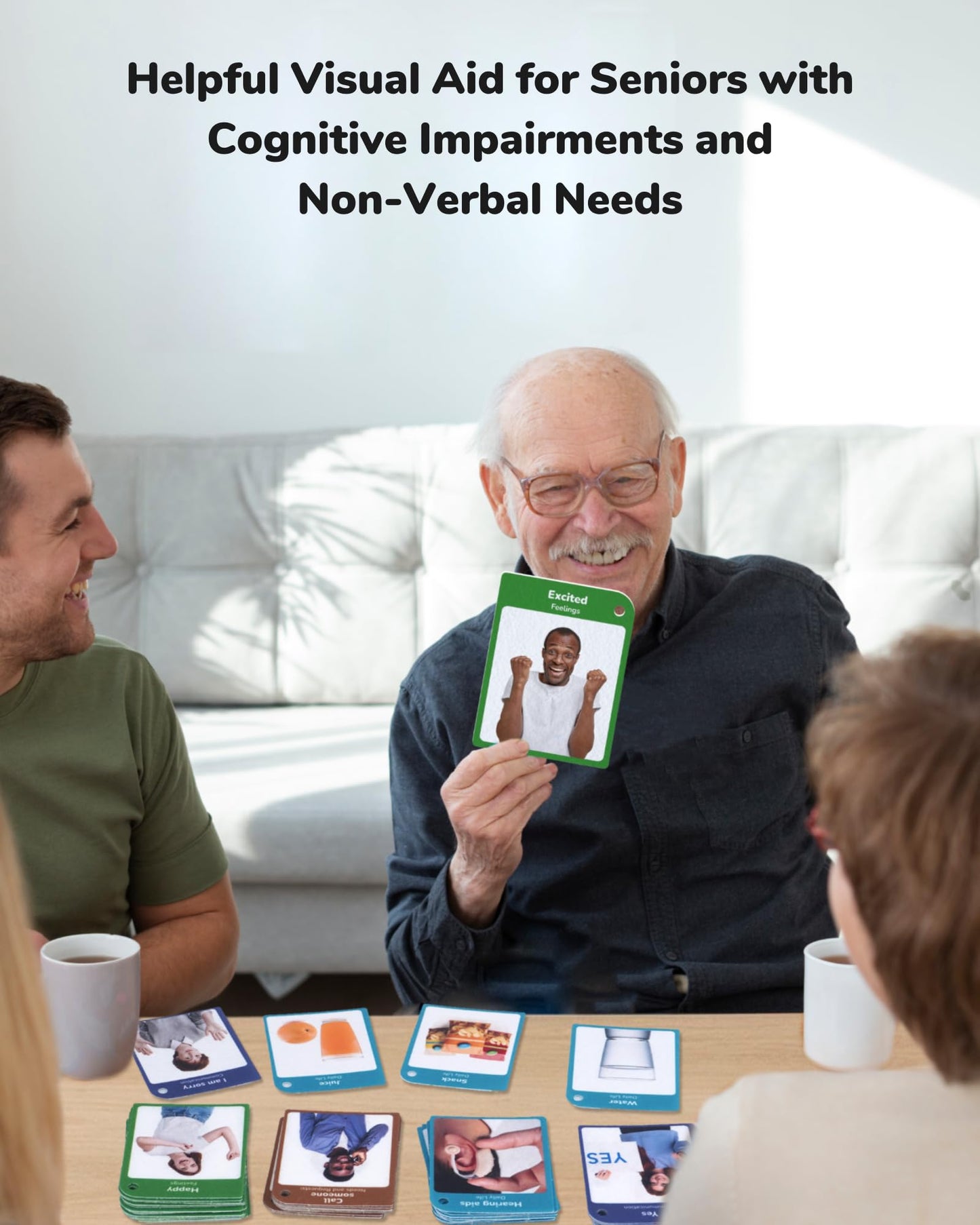 CHEFAN Adult Communication Cards, 98 PCS Flash Cards, Non Verbal Speech Therapy Communication, Daily Life, Needs and Requests, Feelings