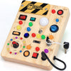 Busy Board with LED Light Switches, Montessori Toys for 1 2 3 Years Old, Toddlers Wooden Toy Sensory Activity Board, Travel Toys for 1+ Year Old Boy