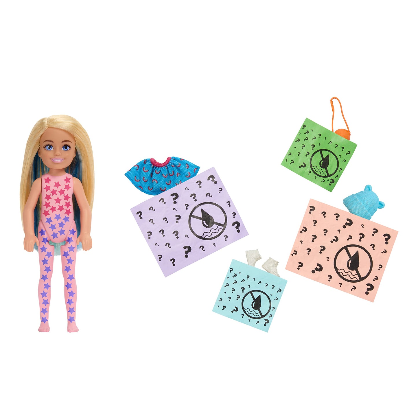 Barbie Chelsea Color Reveal Small Doll & Accessories, Sporty Series with Color-Change Hair Streak (Styles May Vary)