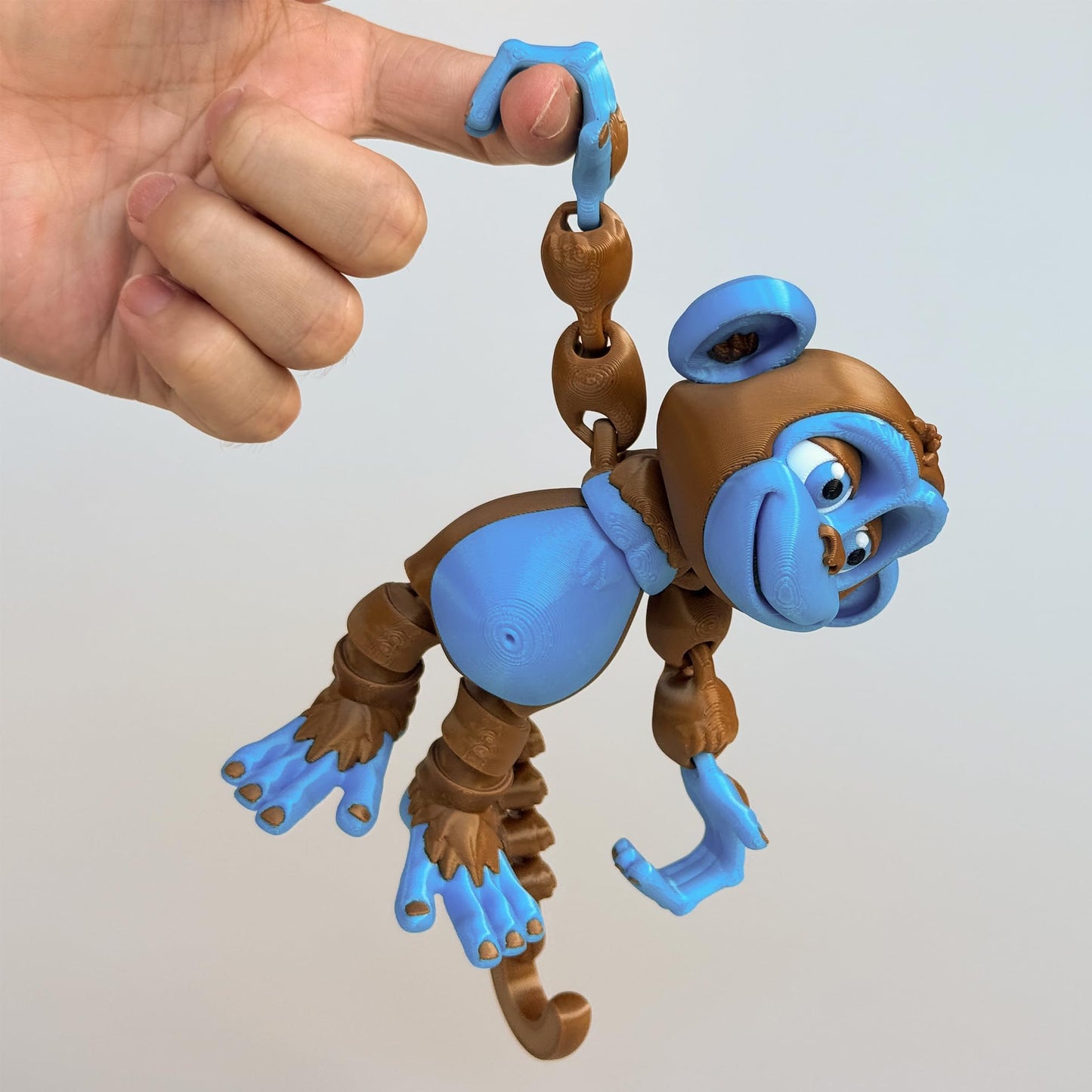 Whattiho 3D Printed Articulated Monkey Fidget Toy - Posable, Hangable, Stands on Its Own for Fun Poses and Display (Multicolor)