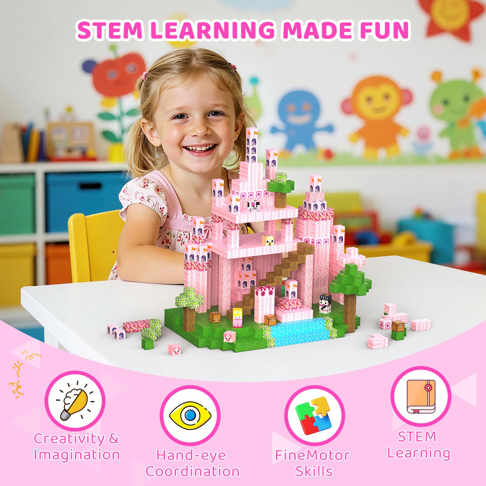 Uneviesyka Magnetic Blocks,100 PCS Magnetic Building Blocks Set STEM Montessori Sensory Educational Construction Cubes Toys,Christmas Birthday Easter