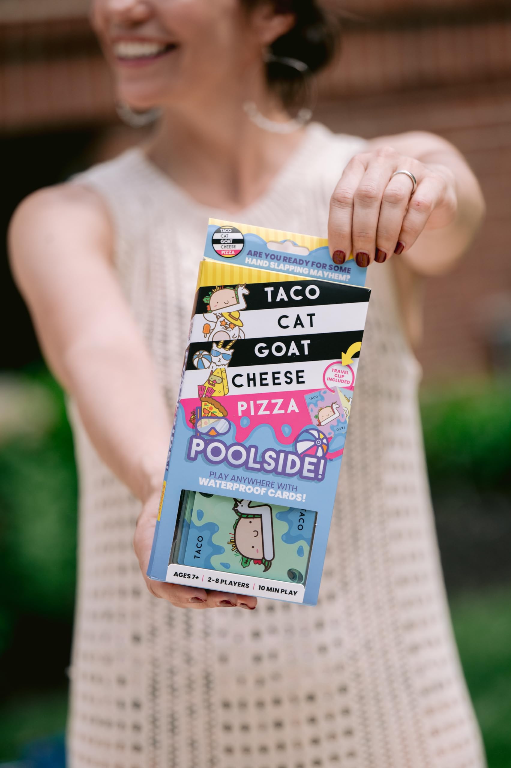 Taco Cat Goat Cheese Pizza Pool Edition Wildly Entertaining Waterproof Card Game for Outdoor Game Days | Easy to Play with 10 Minute Rounds | Fun