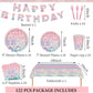 122 Pcs Mermaid Plates and Napkins Birthday Party Decorations for 24