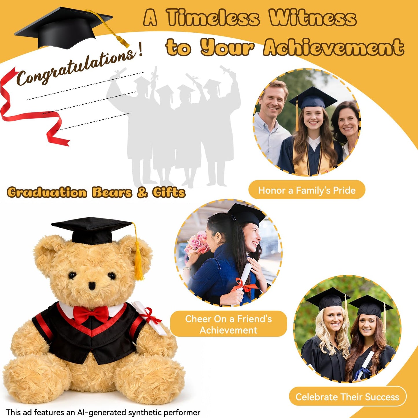 QUIRAI Graduation Teddy Bear 2026, 12" Teddy Bear Stuffed Animal for Preschool Kindergarten College Grads, Soft Keepsake Graduation Plush Gift