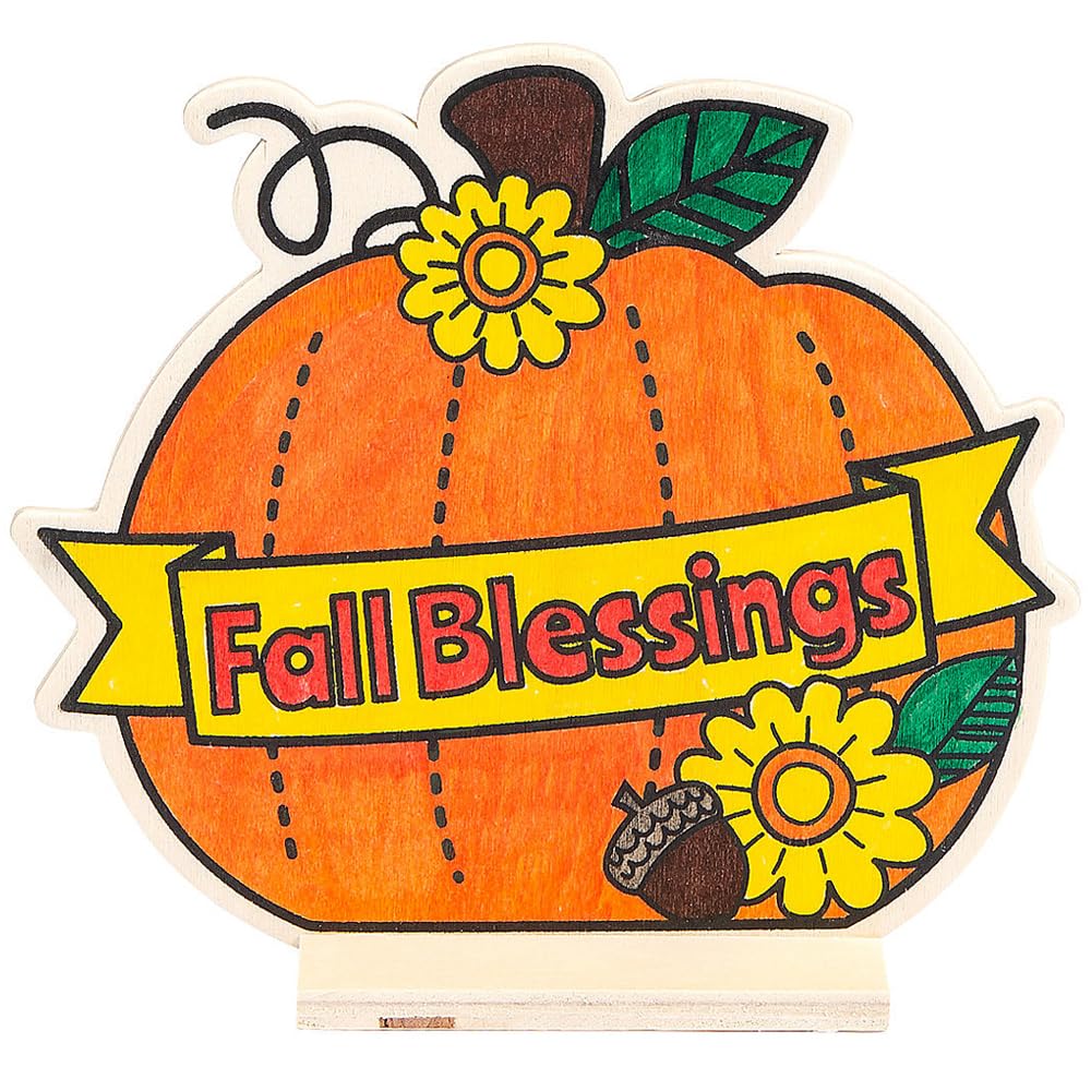 Fun Express CYO Wood Fall Blessings Pumpkin - Craft Kits - 12 Pieces