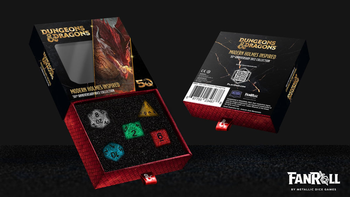 Fanroll D&D Modern Holmes Inspired, 50th Anniversary Commemorative Dice Set