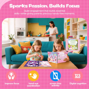 CutteeyFyry 4PCS Paint by Number Sticker Book Travel Activities Essentials Toys for Girls Kids - Road Trip & Airplane & Long Car Rides, Birthday