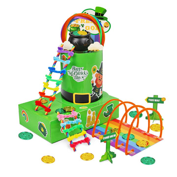 whumsdog St. Patrick's Day DIY Leprechaun Trap Kit for Kids- Craft Catch a Leprechaun Trap Set with Cauldron Kettles, Theme Stickers, Shamrock Coins |
